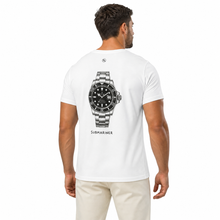 SUBMARINER camiseta blanca vista trasera con modelo editado desde original